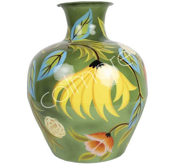 Colmore vaas groen handbeschilderd enamel 32x32x39cm