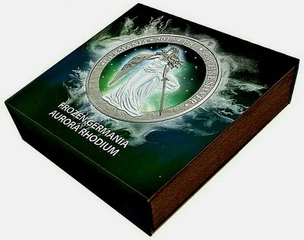"Frozen Germania" Aurora Rhodium 1oz Silbermünze Germania Mint 2019