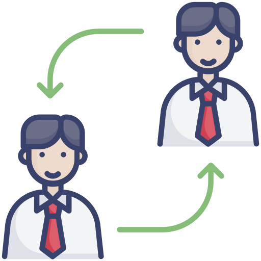 Icon van twee personen die samenwerken