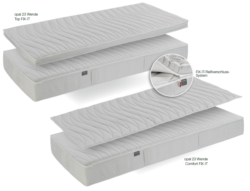 Elastica Taschenfederkern Matratze Modell : OPAL 23 Wende Comfort FIX-IT - eine Seite Härte 2 - andere Seite Härte 3 , Modell 2026
