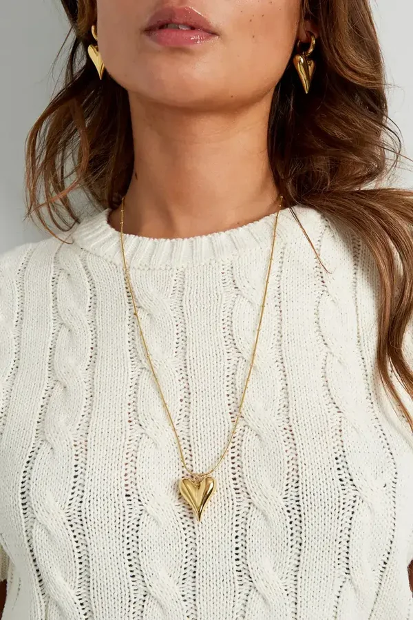 Lange Bolletjes ketting met Hart