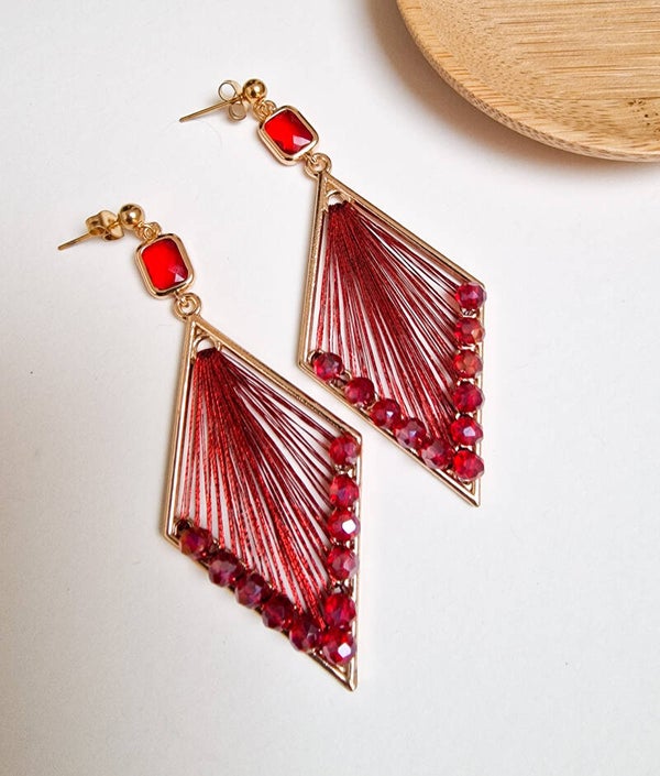 Oorbellen Gehaakt Macramé Bordeaux