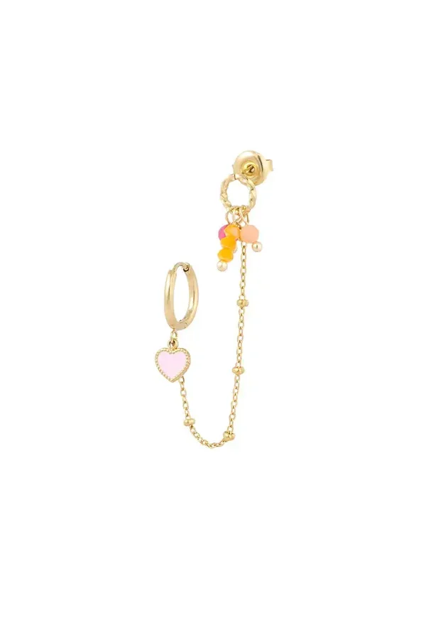 Oorbel Double Love Pink