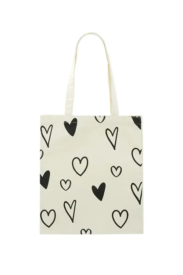Canvas Shopper Hearts Wit