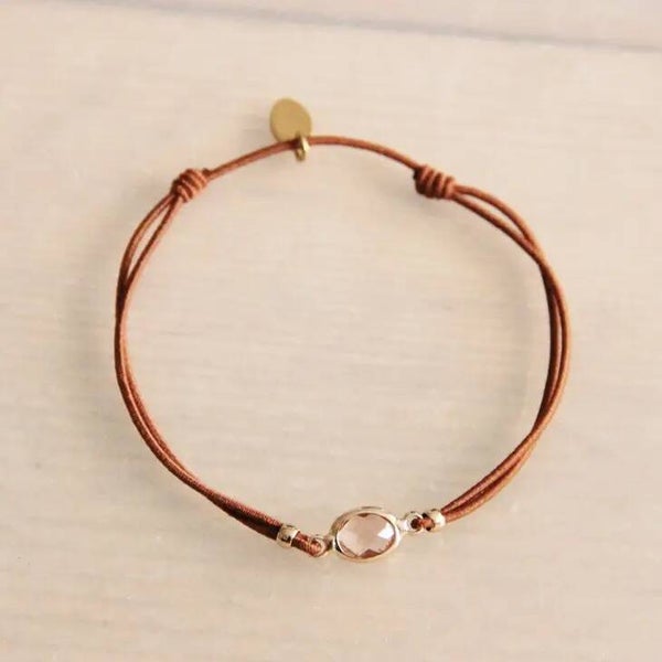 Armband met perzikkristalsteen  Cognac/Goud