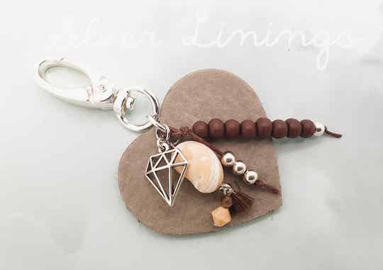 Sleutelhanger/ tassenhanger Heart Brown