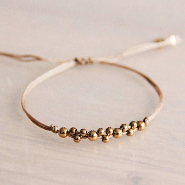 Armband Satijn Taupe/Goud