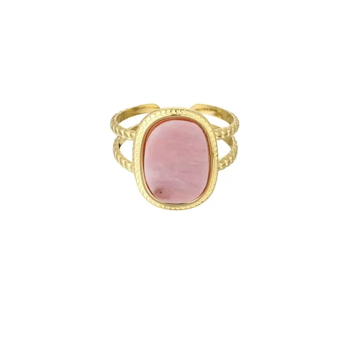 Ring natuursteen Square Roze