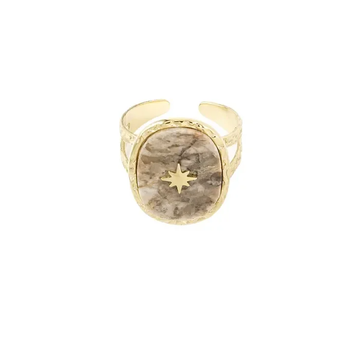 Ring Vintage met Ster Beige