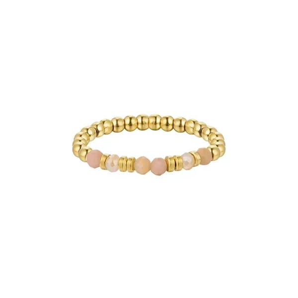 Ring Goud met diverse stenen roze