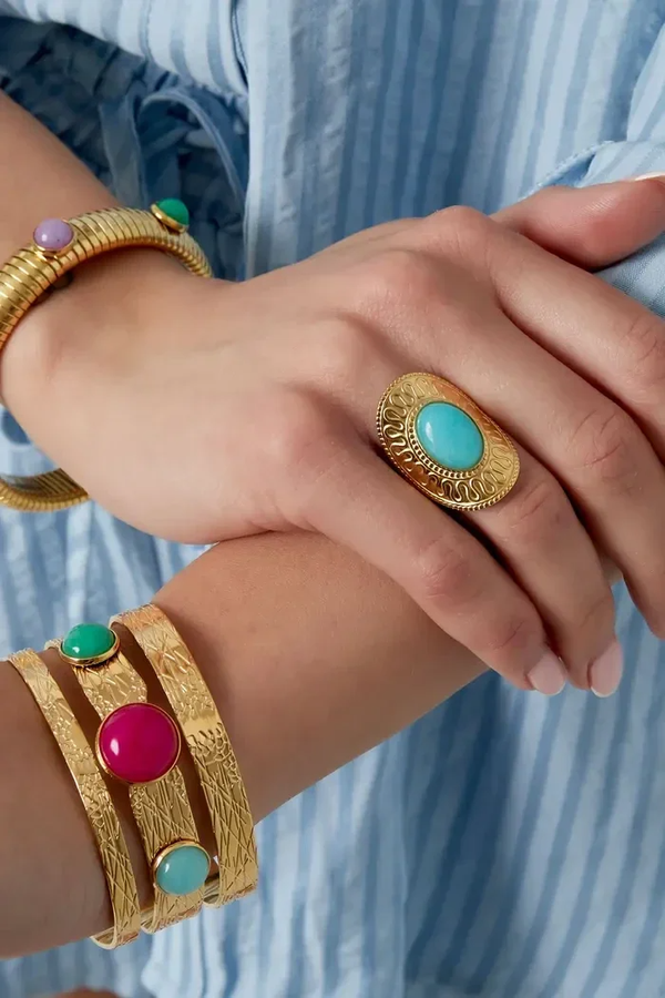 Bohemian ring Ovale Groen