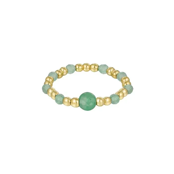 Ring goud kralen Groen
