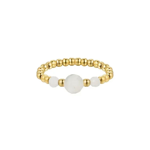 Ring goud met kleine kraaltjes Wit