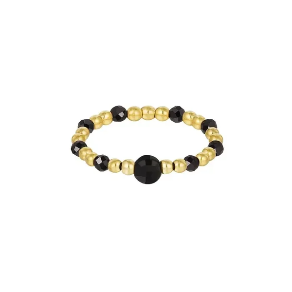 Ring goud kralen Zwart