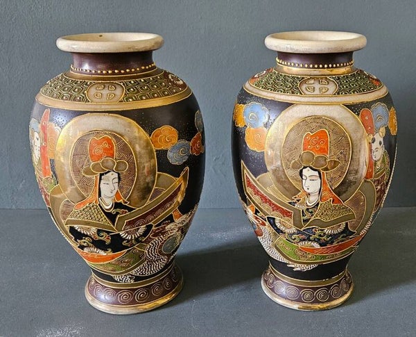 Paar van 2 Japanse Satsuma vazen
