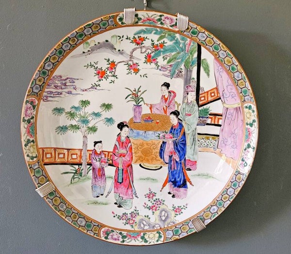 Groot Chinees porselein familie roze schotel