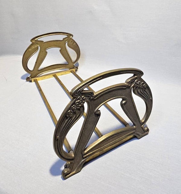 Art Nouveau uitschuifbare boekensteunen