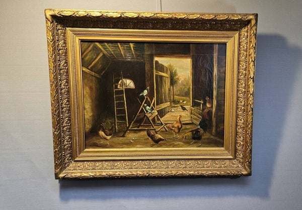 Sfeervol 19e-eeuws Stalinterieur met Pluimvee Wilhelm Albertus Lammers (1857–1913)