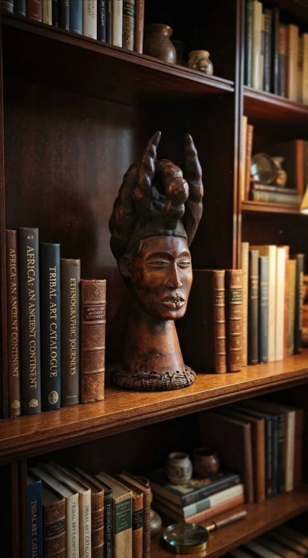 Ekoi (Ejagham) Crest Mask / Hoofdtooi – Hout bekleed met antilopenhuid – Cross River, Nigeria