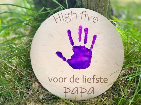 Houten Cirkel "High Five voor de liefste Papa"