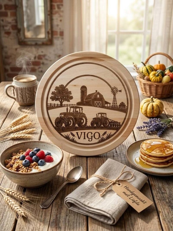 Gepersonaliseerd Houten Broodbord met Boerderij Gravure