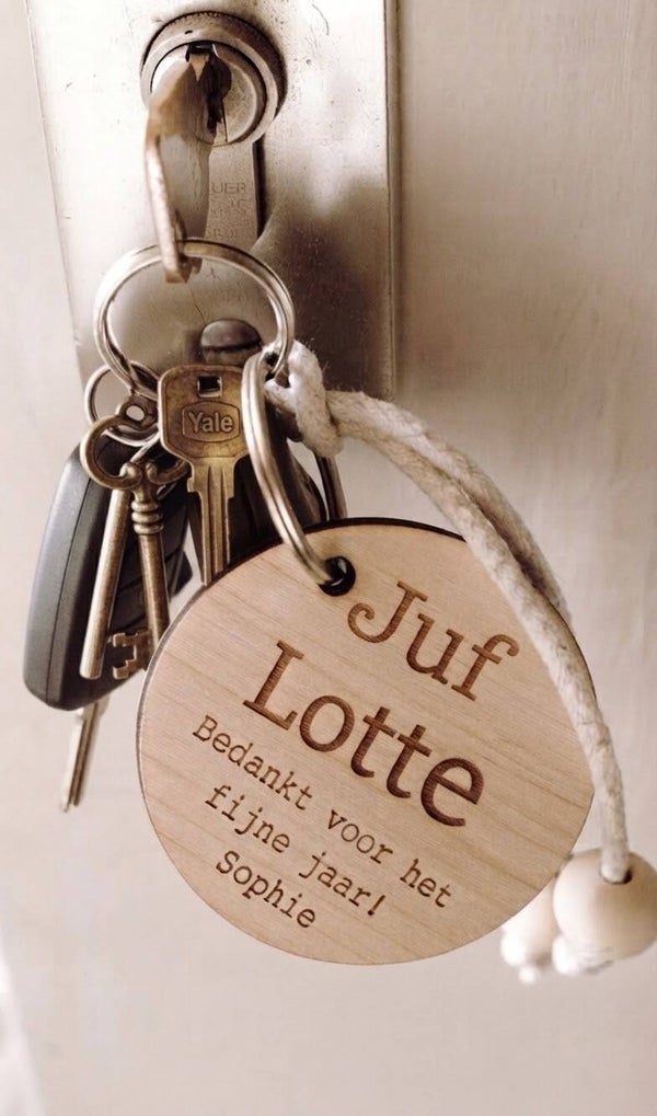 Gegraveerde houten sleutelhanger