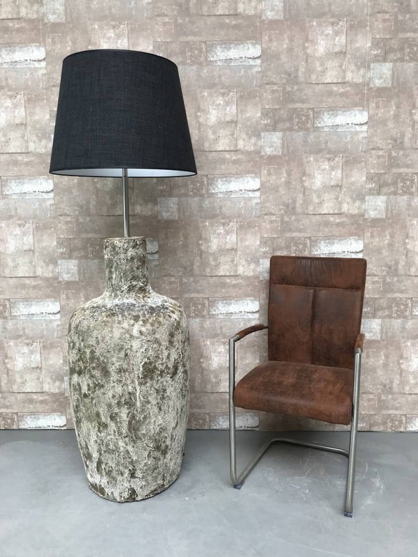 V0037131 Vloerlamp aardewerk atlantic met antraciet linnen kap.