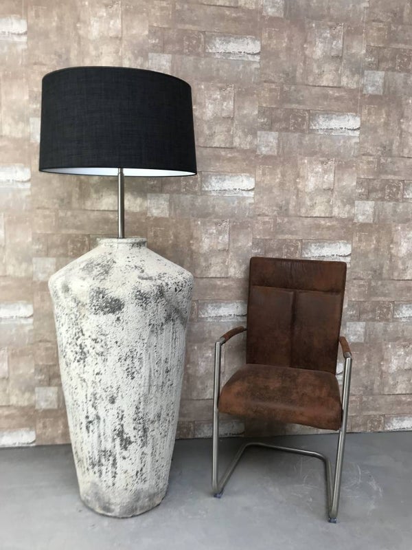 V057938 Vloerlamp aardewerk osian oxide met antraciet linnen kap.