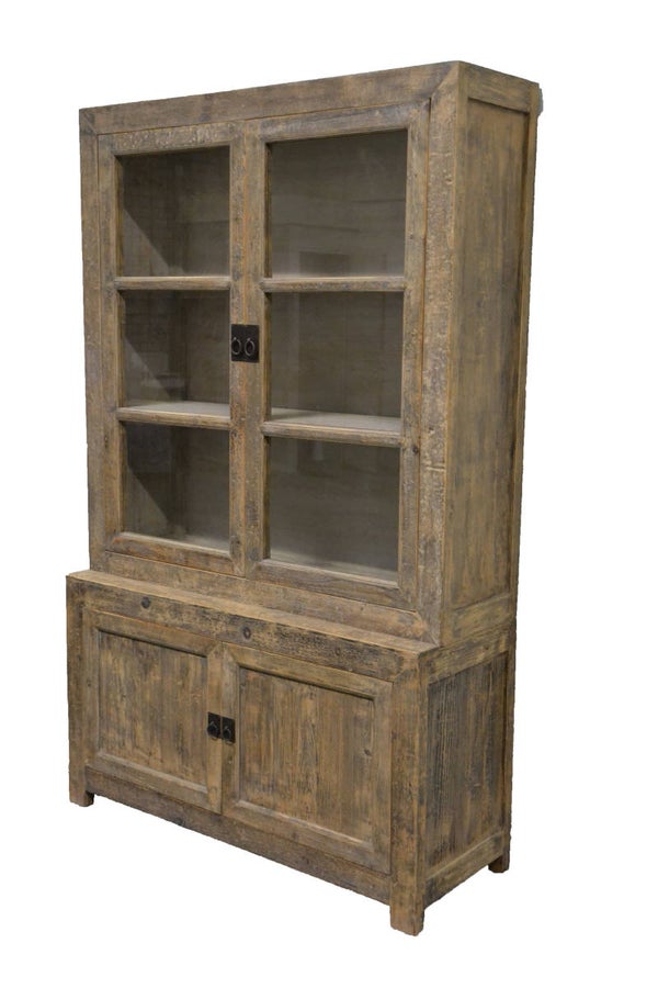 (9) Oude Chinese glas kast 136cm. breed