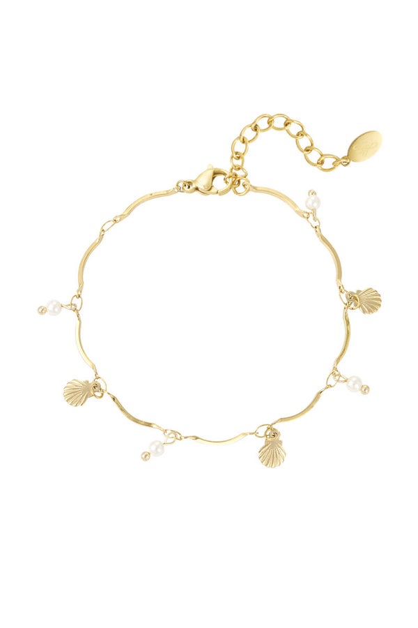 Armband goud parels/schelpen