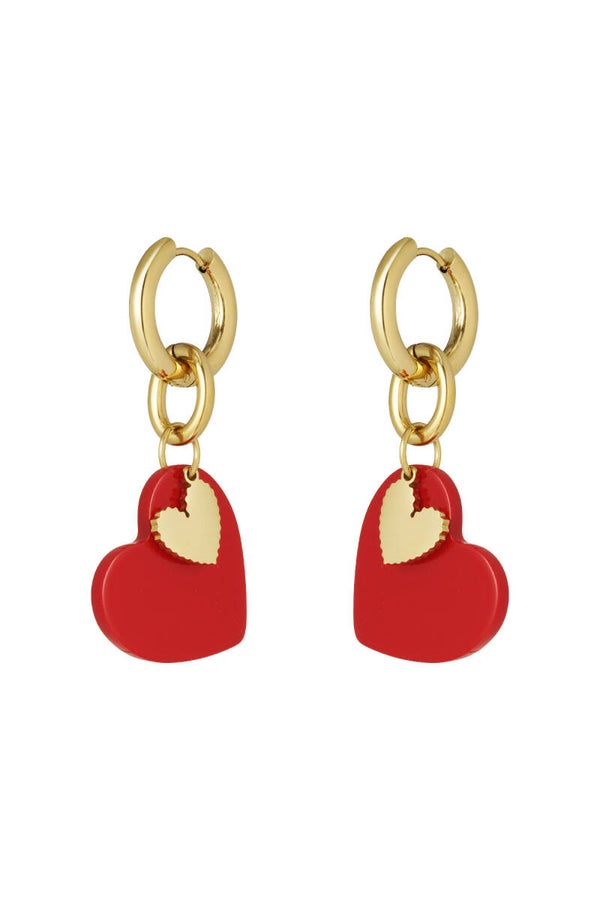 Oorbellen sweetheart charm - Rood