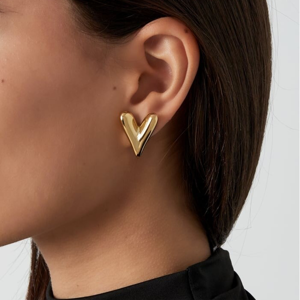 Large hearts oorbellen - Goud