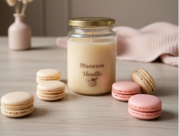 Bougie macaron vanille 55-60h