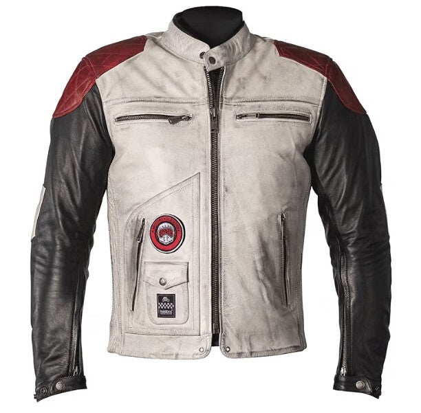 Helstons Tracker Motorrad Lederjacke, weiß