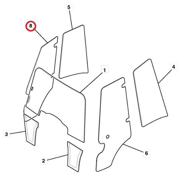 Vetro porta per JCB 827/80362
