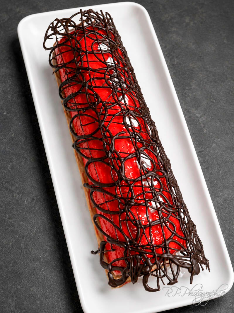 strawberry chocolate yule log