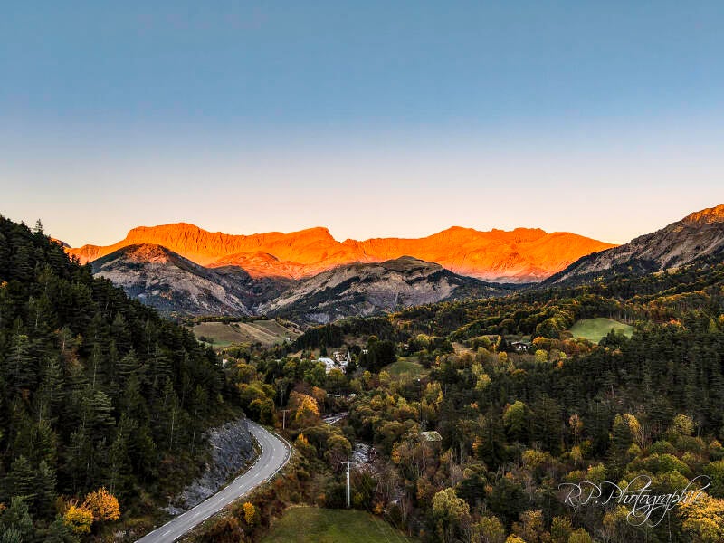 sumset over the mountain