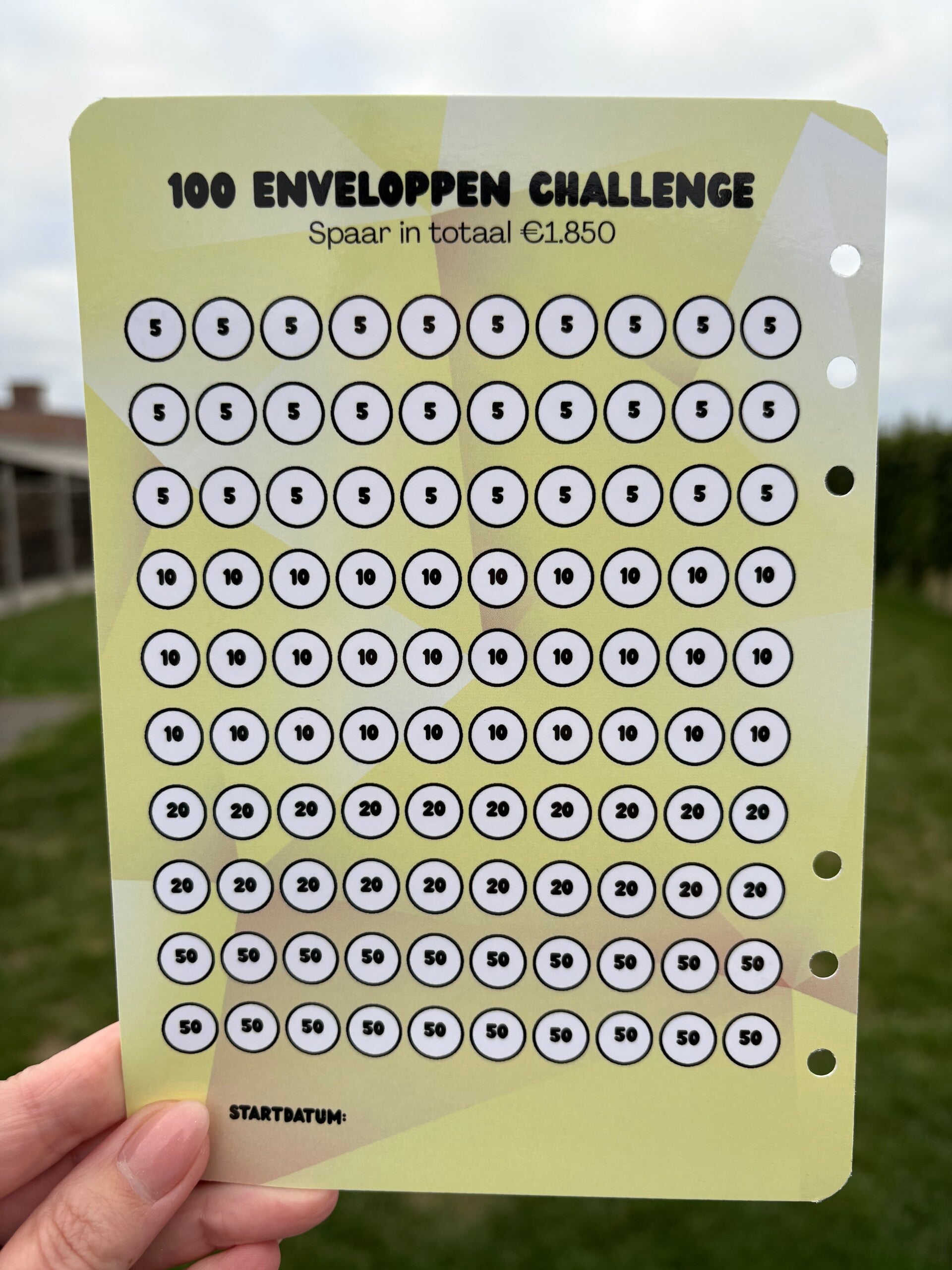 Spaar €1850 challenge (zonder map)