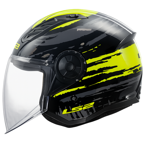 LS2 OF616 AIRFLOW II BRUSH BLACK H-V YELLOW