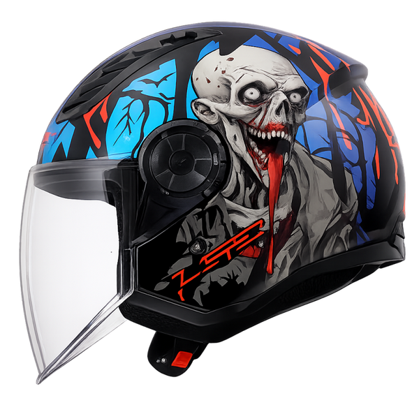 LS2 OF616 AIRFLOW II ZOMBIE II BLACK RED BLUE