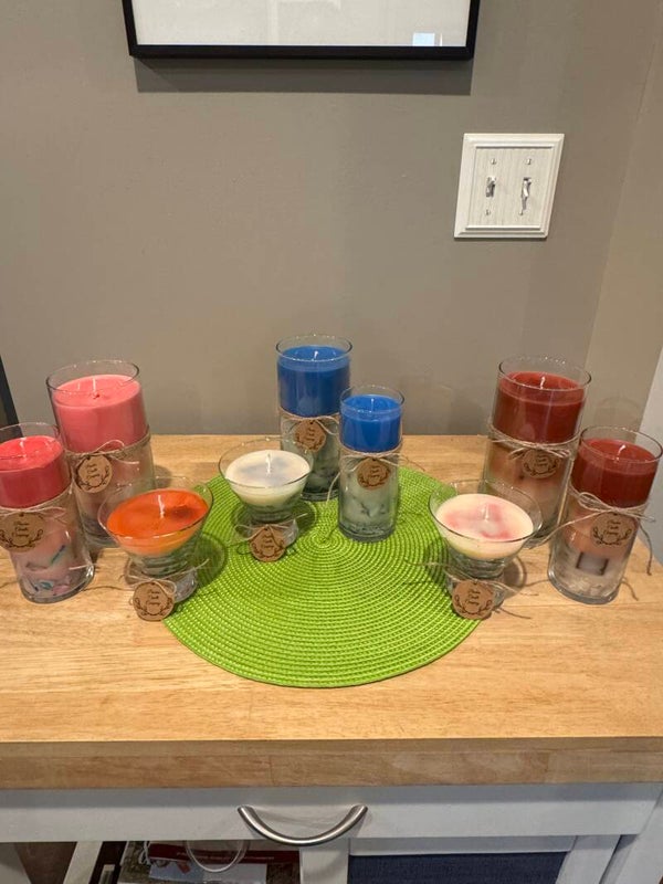 3 pc glass candle set