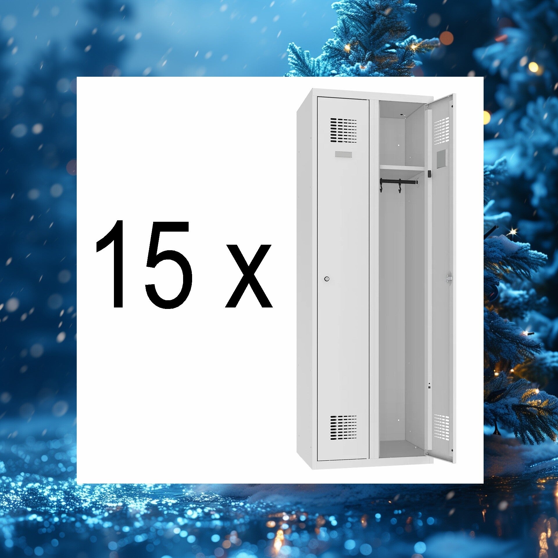 15x Stahlspind, Umkleidespind, 2-türig, 600 mm Eco-Line