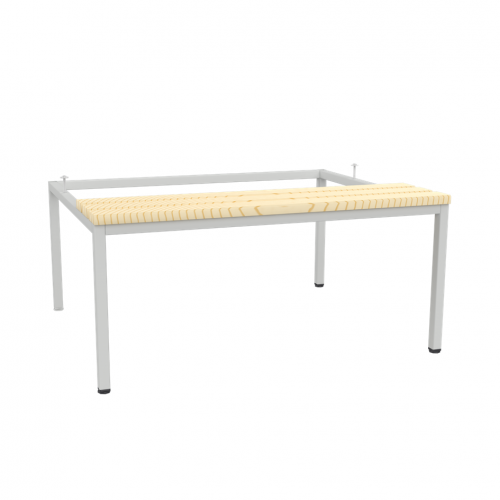 Untergebaute Sitzbank mit klarlackierten Holzleisten, B900