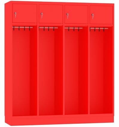 Feuerwehrschrank mit 4 Abteilen und Schließfach