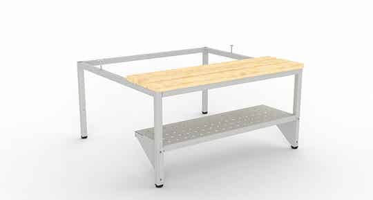 Sitzbank-Untergestell mit oder ohne Schuhablage, Schuhregal, B1200 mm