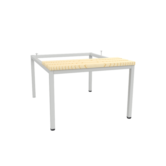 Untergebaute Sitzbank mit klarlackierten Holzleisten, B600 mm