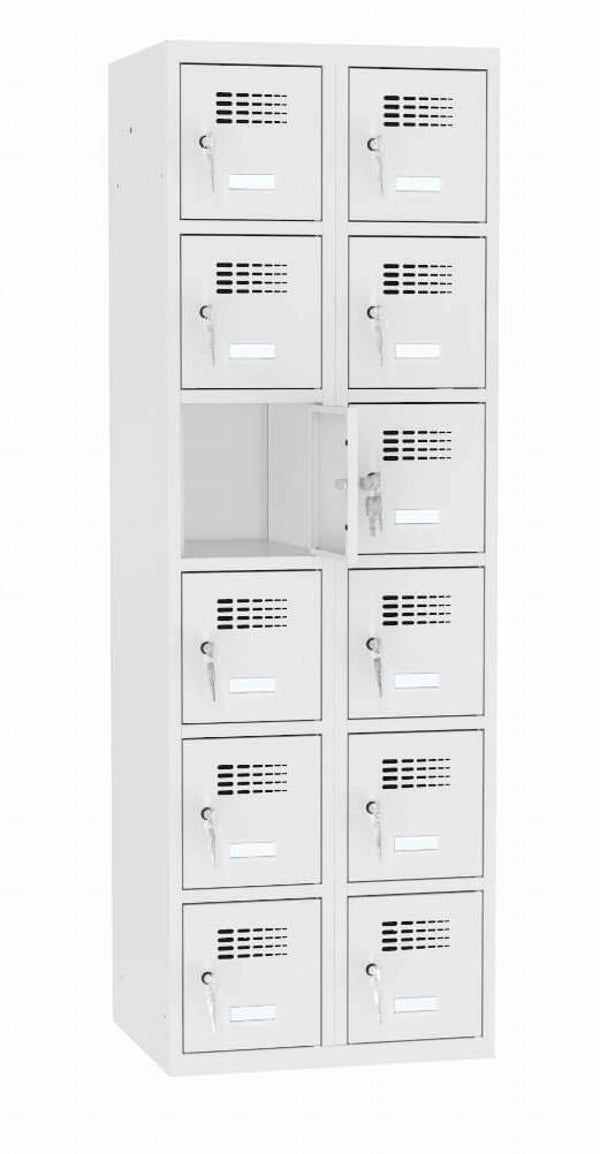 Schliessfachschrank, Fächerschrank mit 12 Fächern, 600 mm breit