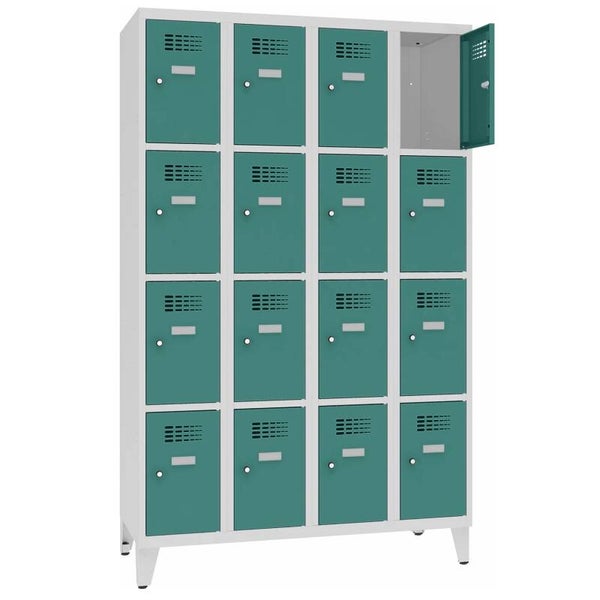 Schliessfachschrank, Fächerschrank mit Füßen 16 Fächer B1.200 Lx