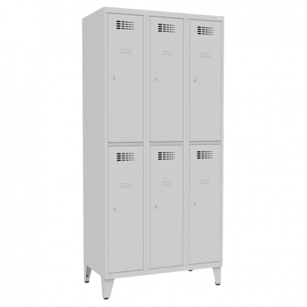 Fächerschrank, Doppelstöckiger Spind, 6-türig mit Füßen B900 Eco