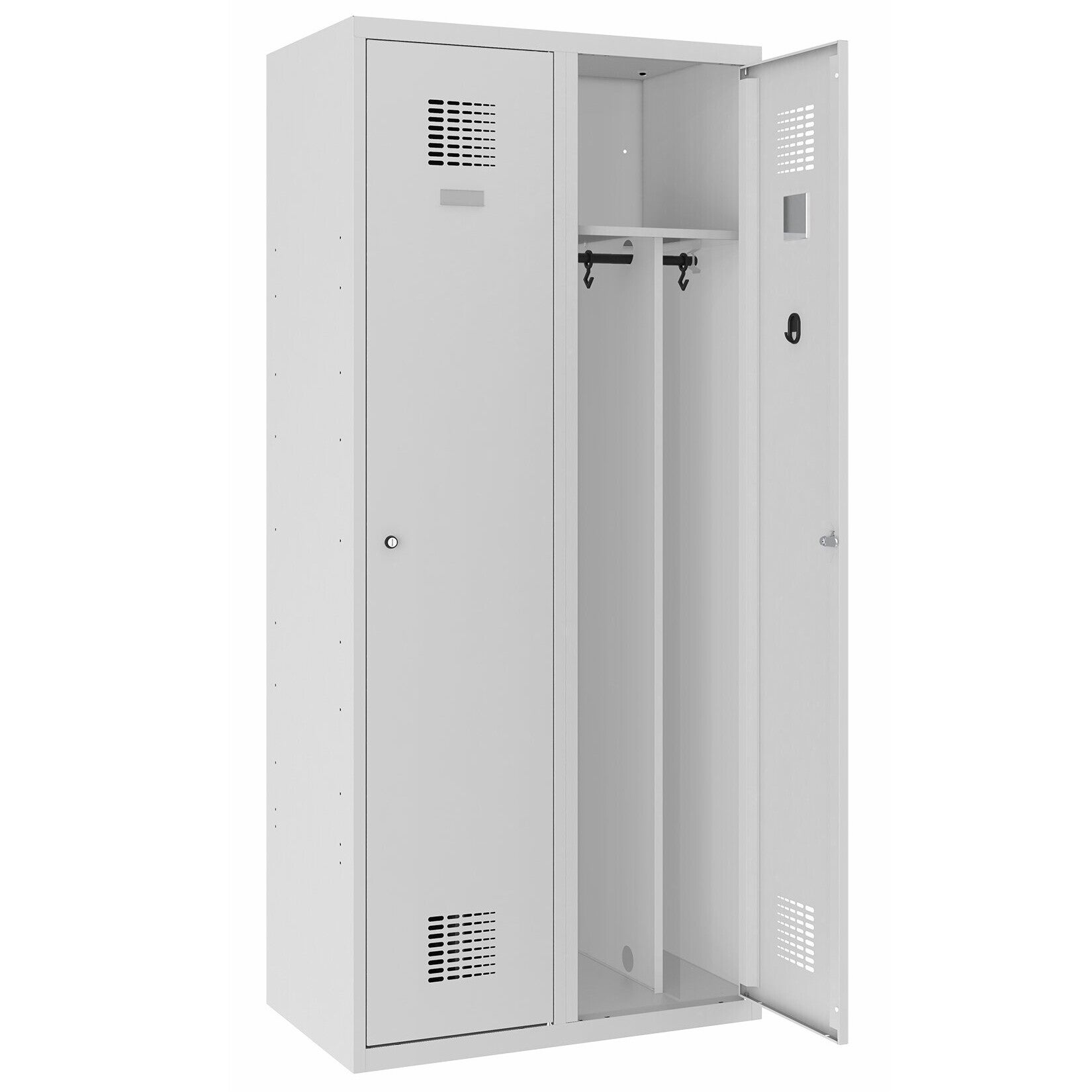 Umkleideschrank, Metallspind, 2-türig mit Trennwand 800 mm breit, Eco